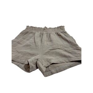 GeeGee Going For Comfort Shorts Taupe Gauze Smocked Waist Womens Medium NEW